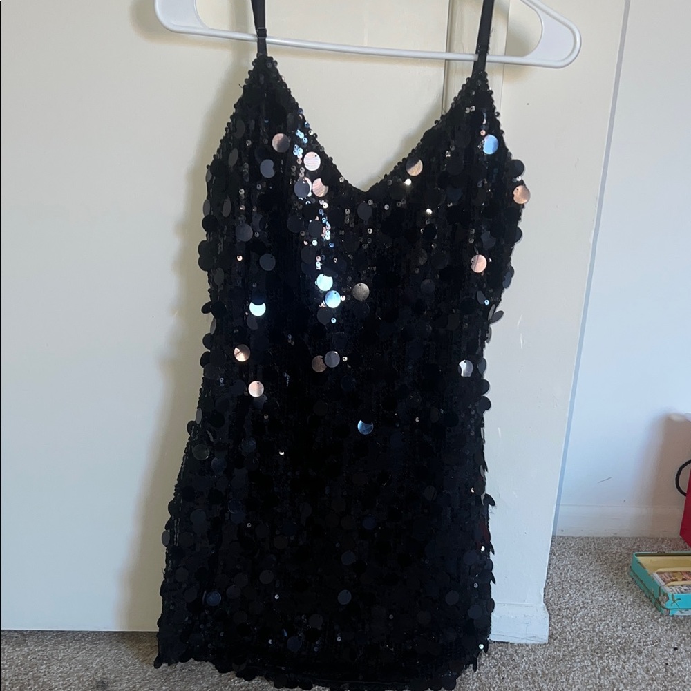 AKIRA Black Sequin Mini Dress